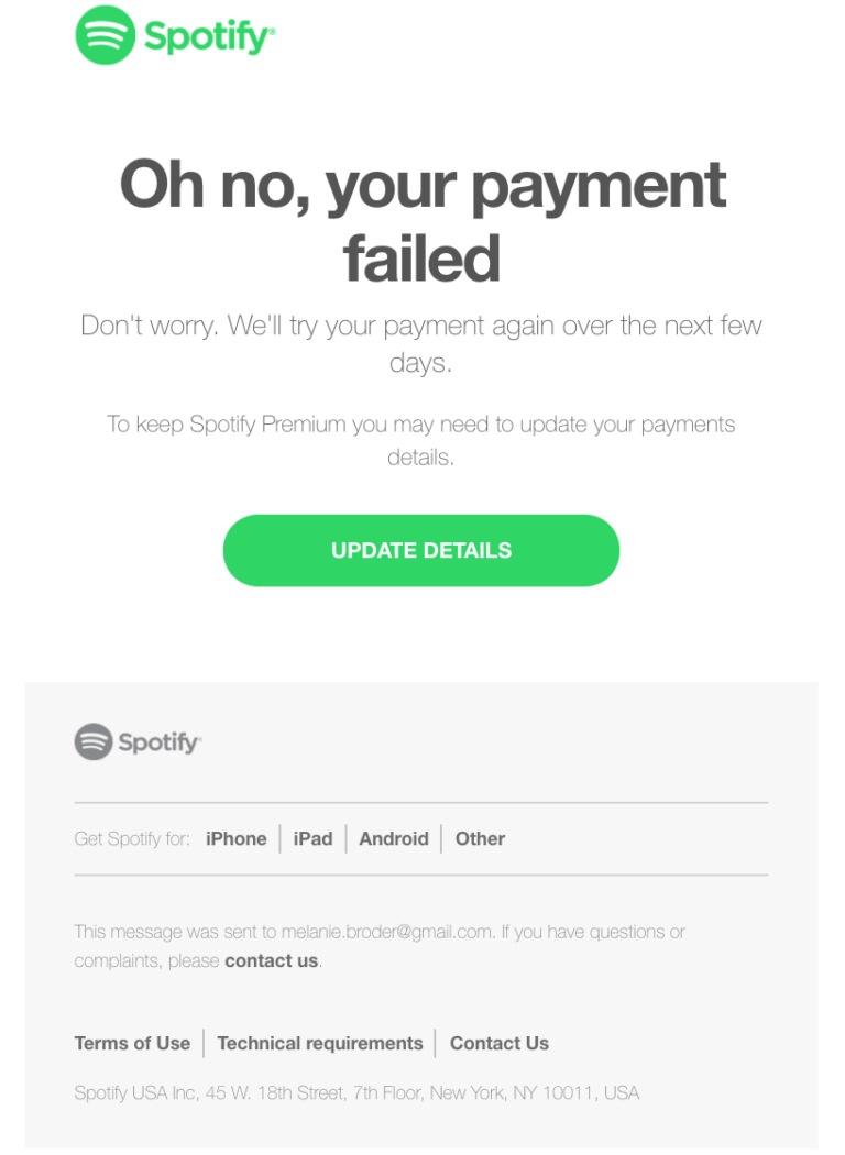 Payment failed