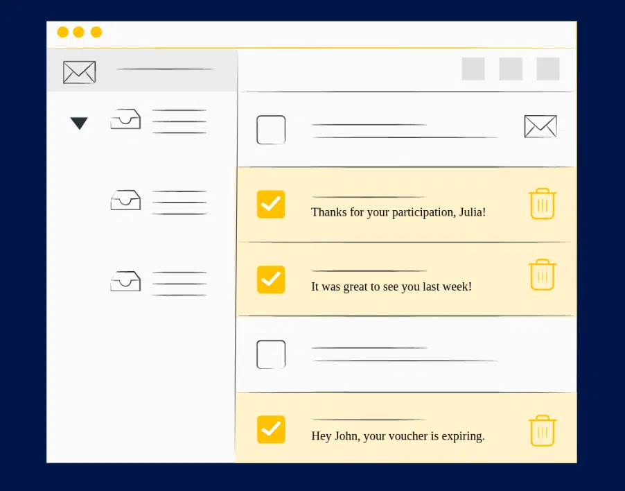 Graphic of thank you emails.