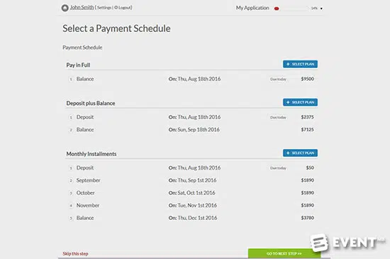 selecting a payment schedule
