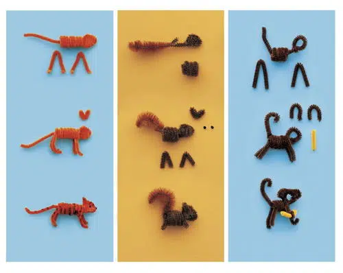 pipe-cleaner-animal-craft Pipe cleaners in the shape of animals.