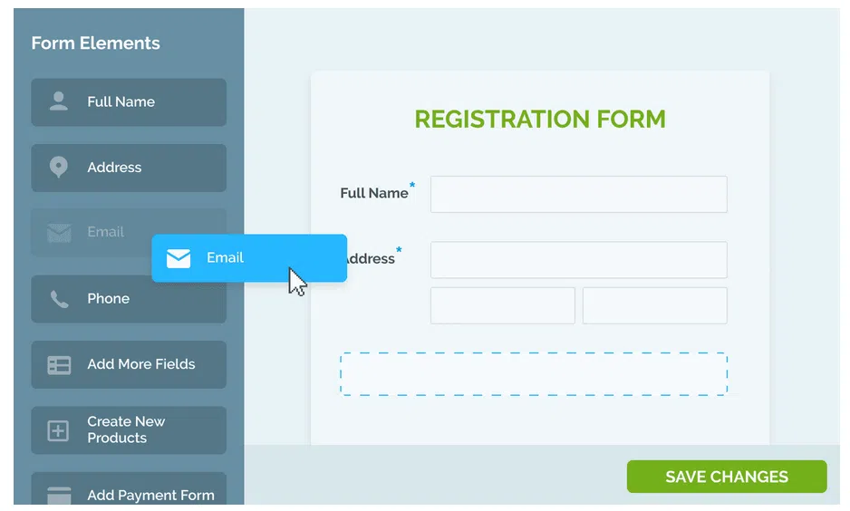 regpack's registration form