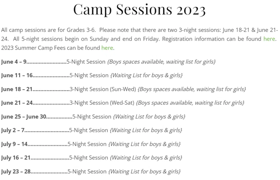 camp willow springs sessions 2023
