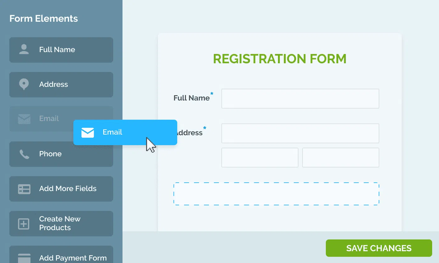 Regpack's registration form