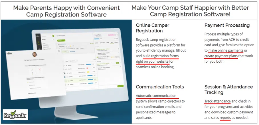 regpack benefits and features of camp registration software