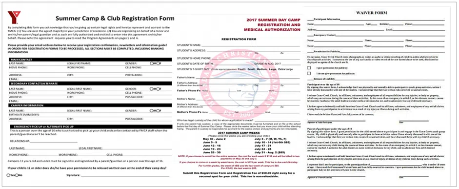 sample camp registration form
