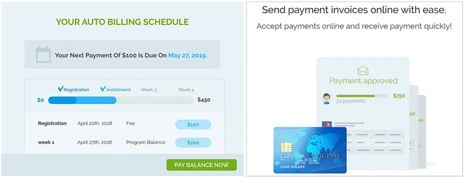 regpack automated billing schedule shown