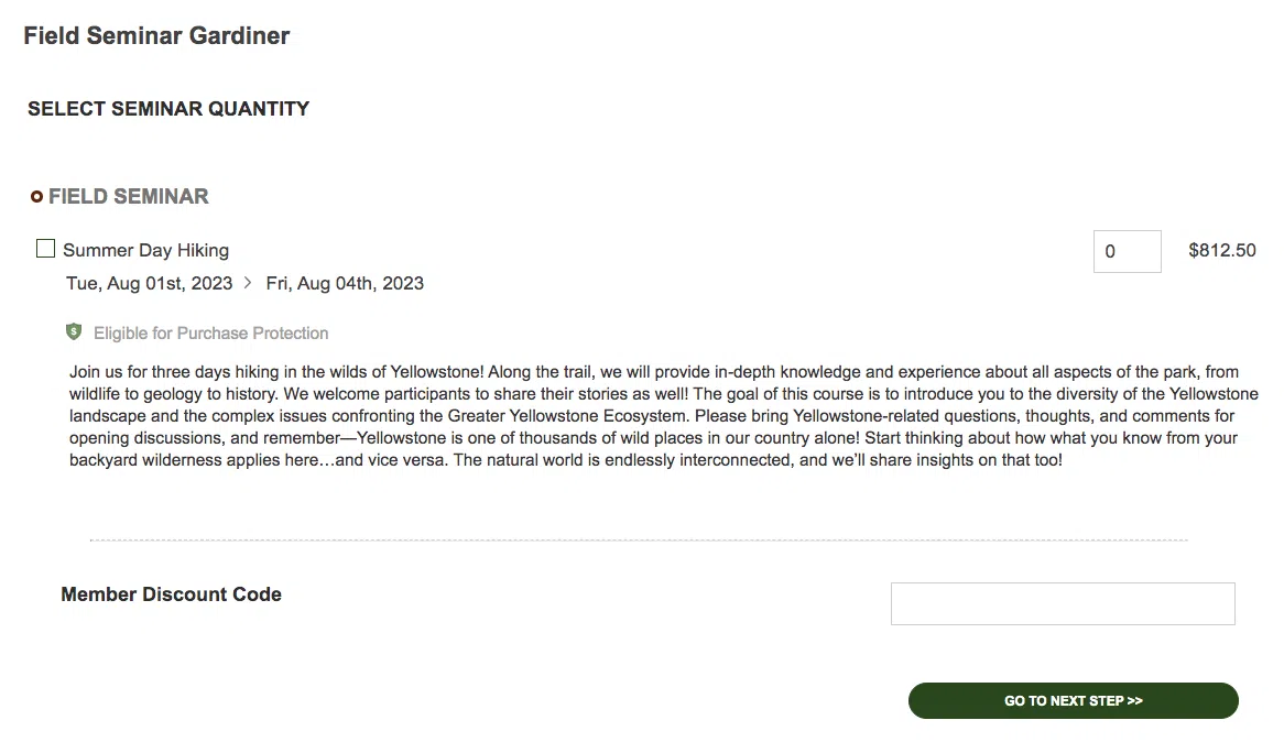 yellowstone field seminar form