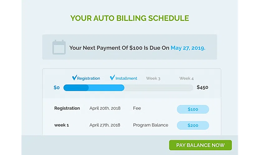regpack automated billing schedule reminder