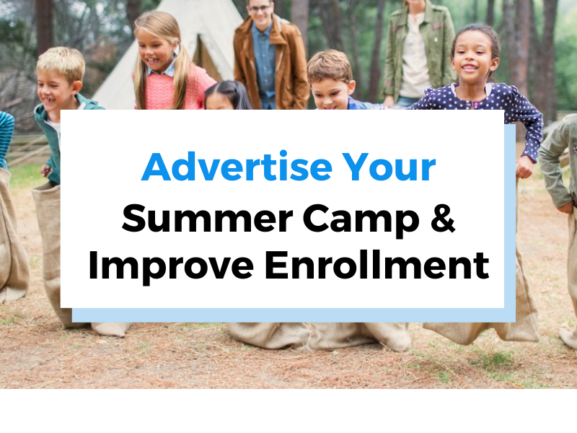 graphic for summer camp enrollment and advertizing.