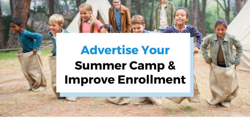 graphic for summer camp enrollment and advertizing.