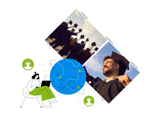 graphic of students graduating