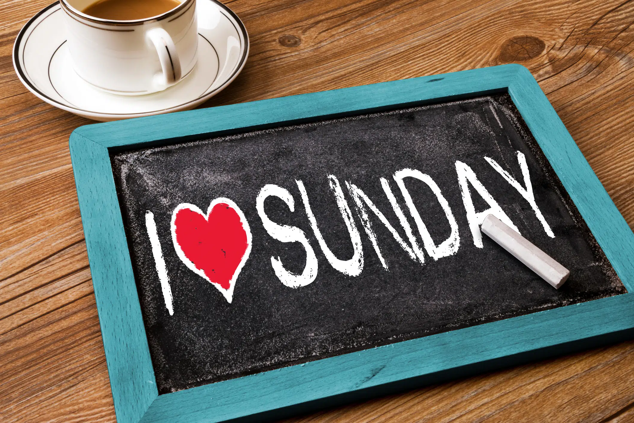 i love sunday hand drawn on a chalkboard 